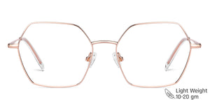 Rose Gold Hexagonal Full Rim Unisex Eyeglasses by John Jacobs Computer Glasses-147381