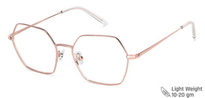 Rose Gold Hexagonal Full Rim Unisex Eyeglasses by John Jacobs Computer Glasses-147381