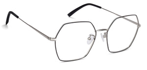 Silver Hexagonal Full Rim Unisex Eyeglasses by John Jacobs-136002