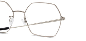 Silver Hexagonal Full Rim Unisex Eyeglasses by John Jacobs-136002