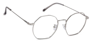 Silver Hexagonal Full Rim Unisex Eyeglasses by John Jacobs-136008