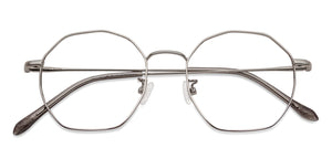 Silver Hexagonal Full Rim Unisex Eyeglasses by John Jacobs-136008