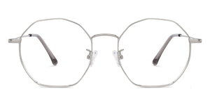 Silver Hexagonal Full Rim Unisex Eyeglasses by John Jacobs-136008