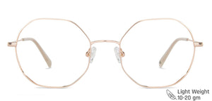 Rose Gold Hexagonal Full Rim Unisex Eyeglasses by John Jacobs-141239