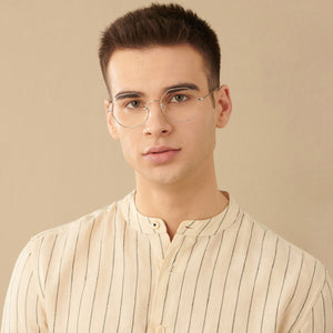 Silver Hexagonal Full Rim Unisex Eyeglasses by John Jacobs-141240
