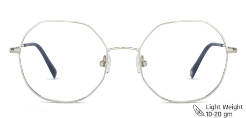 Silver Hexagonal Full Rim Unisex Eyeglasses by John Jacobs-141240