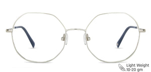 Silver Hexagonal Full Rim Unisex Eyeglasses by John Jacobs-141240