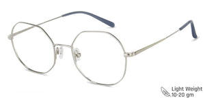 Silver Hexagonal Full Rim Unisex Eyeglasses by John Jacobs-141240