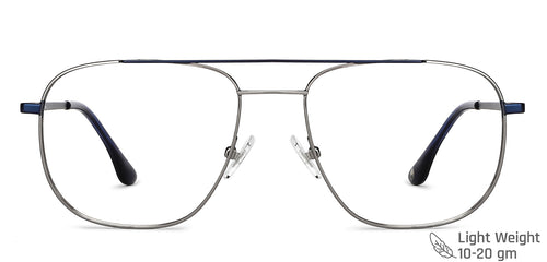 Grey Aviator Full Rim Unisex Eyeglasses by John Jacobs-136031