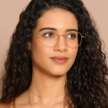 Load image into Gallery viewer, Gold Round Full Rim Unisex Eyeglasses by John Jacobs-136039