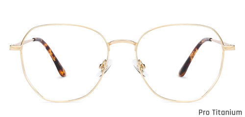 Gold Hexagonal Full Rim Unisex Eyeglasses by John Jacobs-136042