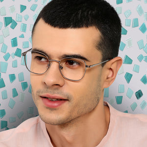 Grey Square Full Rim Unisex Eyeglasses by John Jacobs Computer Glasses-144115