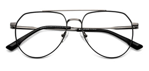 Black Aviator Full Rim Unisex Eyeglasses by John Jacobs-149411