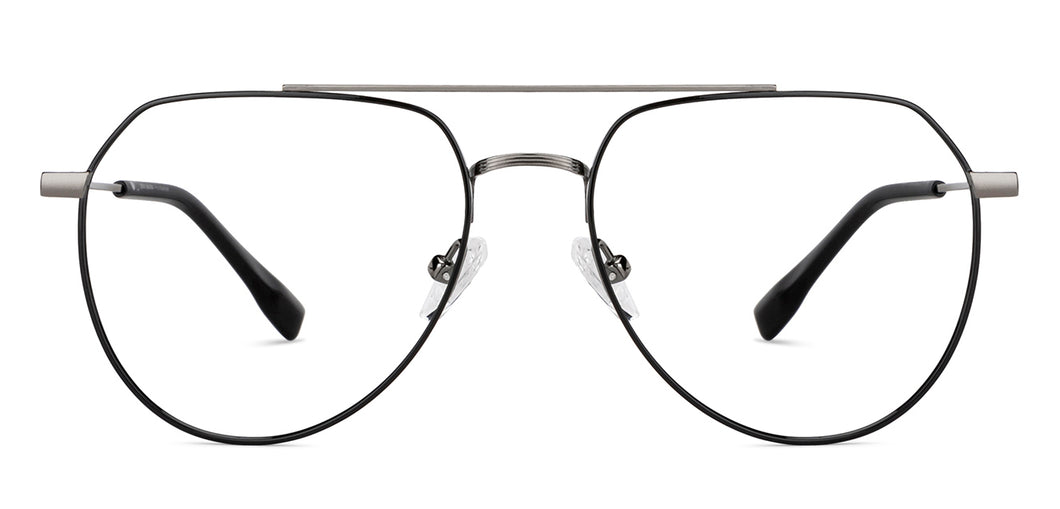 Black Aviator Full Rim Unisex Eyeglasses by John Jacobs-149411