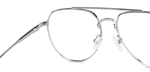Silver Aviator Full Rim Unisex Eyeglasses by John Jacobs-149421