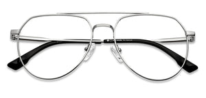 Silver Aviator Full Rim Unisex Eyeglasses by John Jacobs-149421