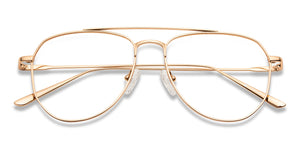 Gold Aviator Full Rim Unisex Eyeglasses by John Jacobs-136118