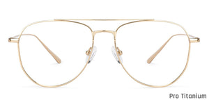 Gold Aviator Full Rim Unisex Eyeglasses by John Jacobs-136118