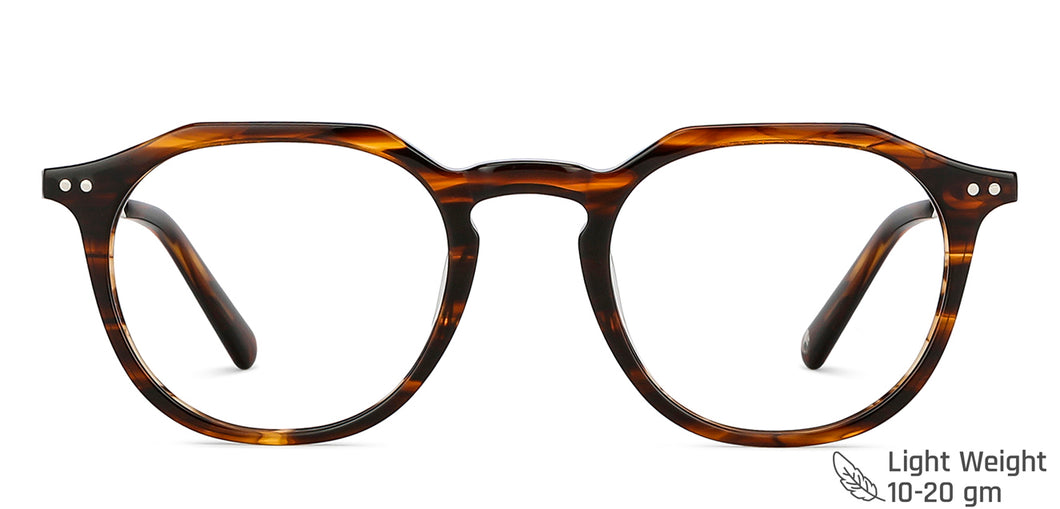 Brown Round Full Rim Unisex Eyeglasses by John Jacobs Computer Glasses-141761