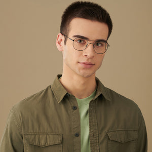 Grey Round Full Rim Unisex Eyeglasses by John Jacobs Computer Glasses-144117
