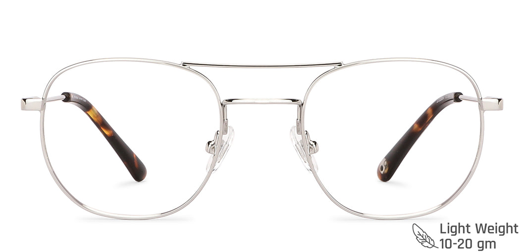 Silver Round Full Rim Unisex Eyeglasses by John Jacobs Computer Glasses-144118