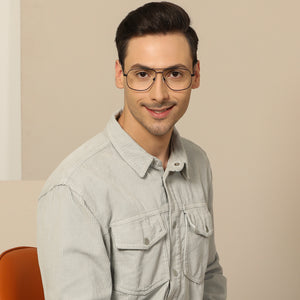 Black Aviator Full Rim Unisex Eyeglasses by John Jacobs-136635