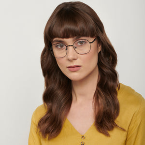 Black Hexagonal Full Rim Unisex Eyeglasses by John Jacobs-136682