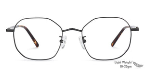 Black Hexagonal Full Rim Unisex Eyeglasses by John Jacobs-136682