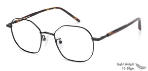 Black Hexagonal Full Rim Unisex Eyeglasses by John Jacobs-136682