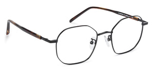 Black Hexagonal Full Rim Unisex Eyeglasses by John Jacobs-136682