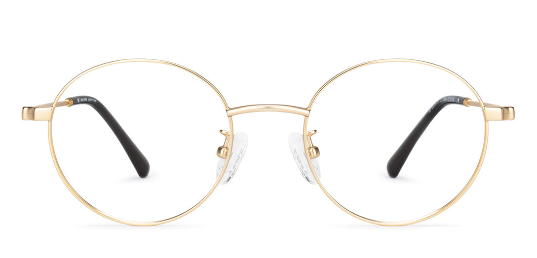 Gold Round Full Rim Unisex Eyeglasses by John Jacobs-136694