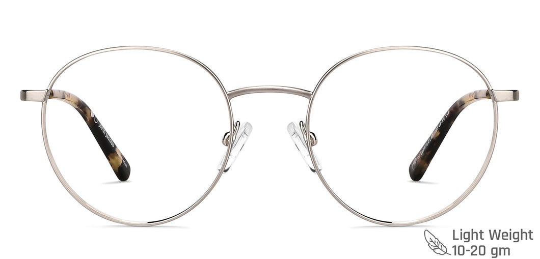 Silver Round Full Rim Unisex Eyeglasses by John Jacobs-137723