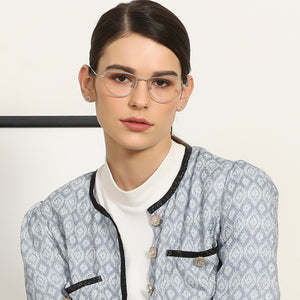 Silver Cat Eye Full Rim Women Eyeglasses by John Jacobs-137912