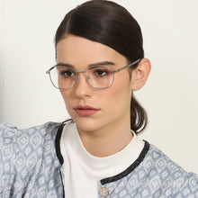 Load image into Gallery viewer, Silver Square Full Rim Unisex Eyeglasses by John Jacobs Computer Glasses-144390