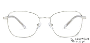Silver Square Full Rim Unisex Eyeglasses by John Jacobs Computer Glasses-144390