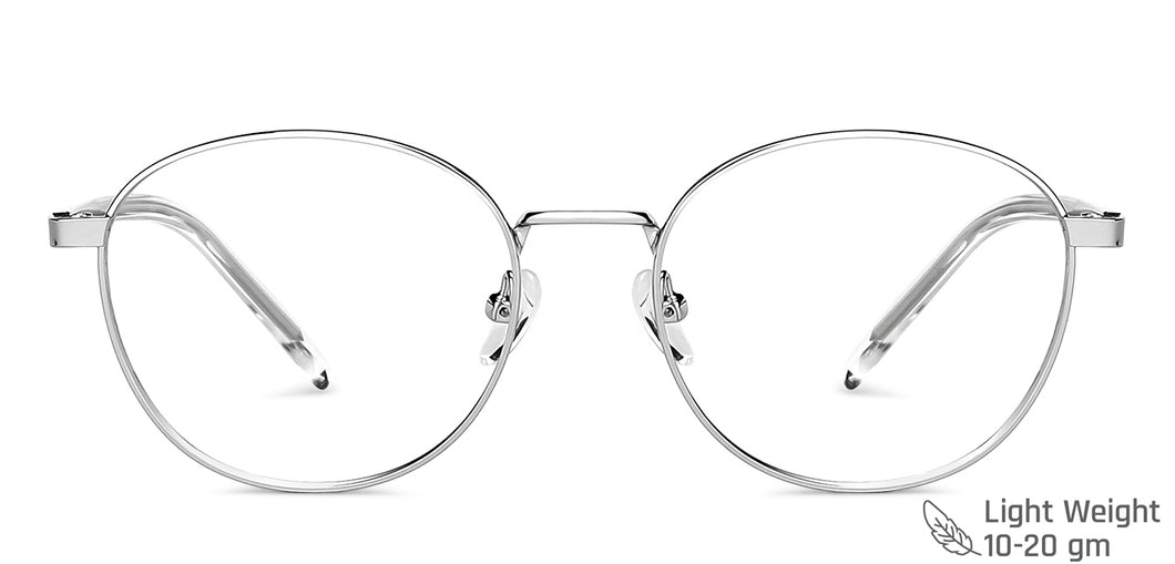Silver Round Full Rim Unisex Eyeglasses by John Jacobs-138338