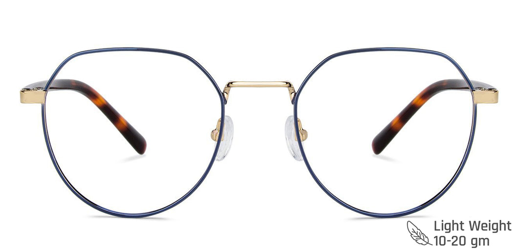 Blue Hexagonal Full Rim Unisex Eyeglasses by John Jacobs-138339