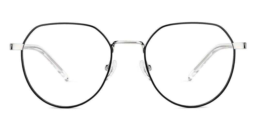 Black Hexagonal Full Rim Unisex Eyeglasses by John Jacobs Computer Glasses-144400