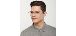 Silver Rectangle Half Rim Unisex Eyeglasses by John Jacobs-138358