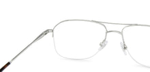 Load image into Gallery viewer, Silver Rectangle Half Rim Unisex Eyeglasses by John Jacobs-138358