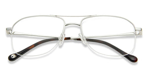 Silver Rectangle Half Rim Unisex Eyeglasses by John Jacobs-138358