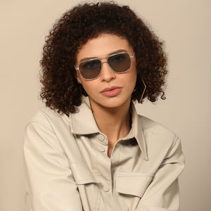 Silver Square Full Rim Unisex Sunglasses by John Jacobs-138581