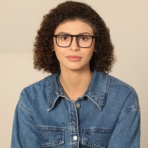 Blue Rectangle Full Rim Unisex Eyeglasses by John Jacobs-138589