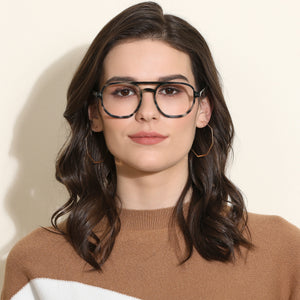 Black Aviator Full Rim Unisex Eyeglasses by John Jacobs-138842