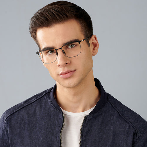 Black Rectangle Full Rim Unisex Eyeglasses by John Jacobs JJ-139719