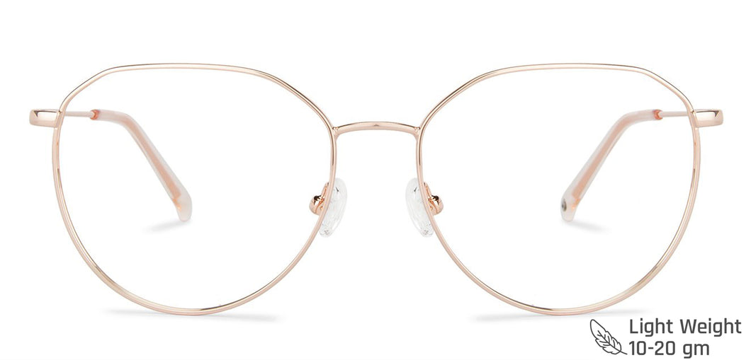 Rose Gold Round Full Rim Unisex Eyeglasses by John Jacobs-143345