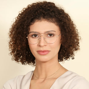 Gold Aviator Full Rim Unisex Eyeglasses by John Jacobs-143351