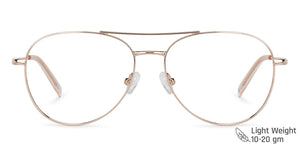 Gold Aviator Full Rim Unisex Eyeglasses by John Jacobs-143351