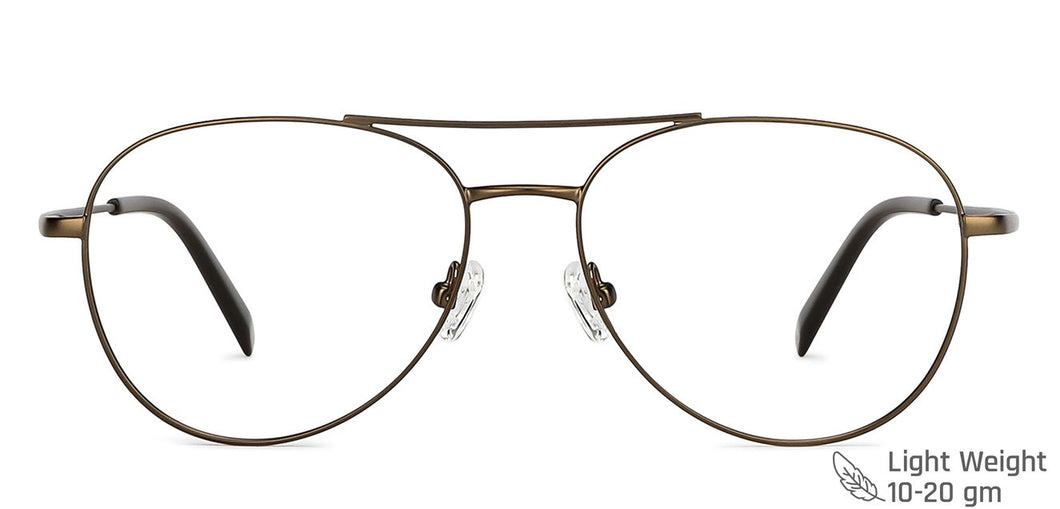 Brown Aviator Full Rim Unisex Eyeglasses by John Jacobs-143352