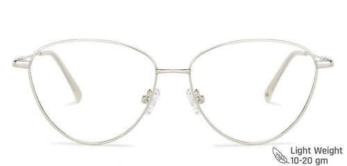 Silver Cat Eye Full Rim Women Eyeglasses by John Jacobs-143358